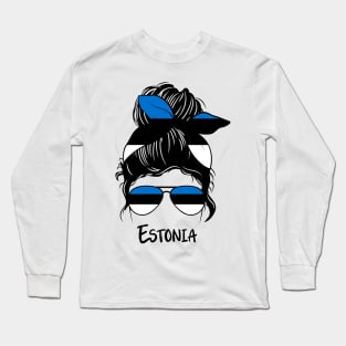 Estonia girl, Estonia Flag, Estonia gift heritage, Estonian girlfriend Long Sleeve T-Shirt